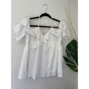 Adorable off the shoulders ruffled halter